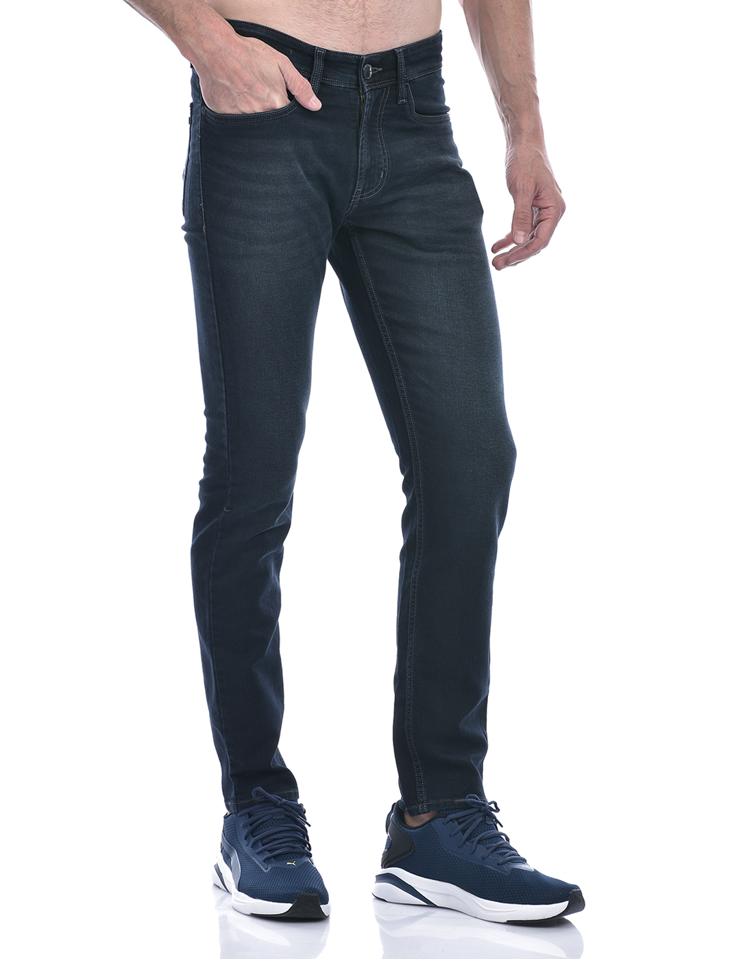 Numero Uno Men Solid Dark Blue Jeans